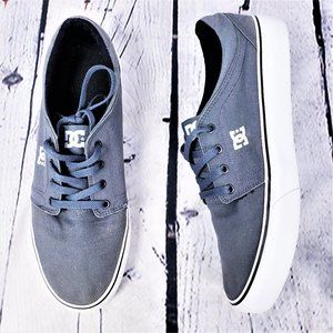 DC Low Top Canvas Shoes Gray White Men's Size 10.5